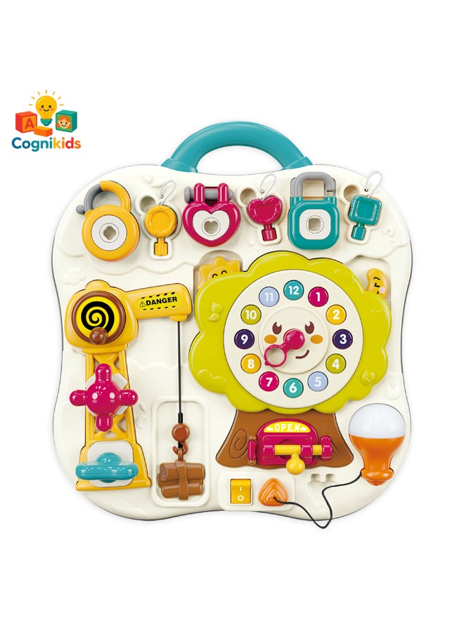COGNIKIDS لوحة نشاط مشغولة للأطفال الصغار – لوحة تعلم حسية تفاعلية لعمر 12 شهرًا وما فوق | أضواء، أزرار، تطوير المهارات الحركية الدقيقة | لعبة مونتيسوري مبكرة | تعمل بالبطارية (2xAA) - Image 1