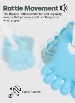 BAYBEE Baybee Silicone Teether for baby, BPA Free 100% Food Grade Silicone Teether for Babies to Soothe their gums, Easy to Grasp Chew, Teething toy, Teether for 6 to 12 months Baby Infant (White Blue)  - Image 5