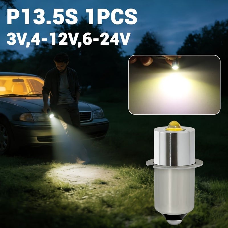 One Led Flashlight Bulb 3V White P13.5S Pr2p Non Polarized For 3 24V Work Lights 1 Piece - Image 1