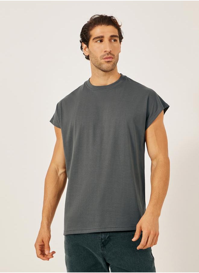 Styli Cap Sleeve Cotton Rich Oversized T-Shirt  - Image 1