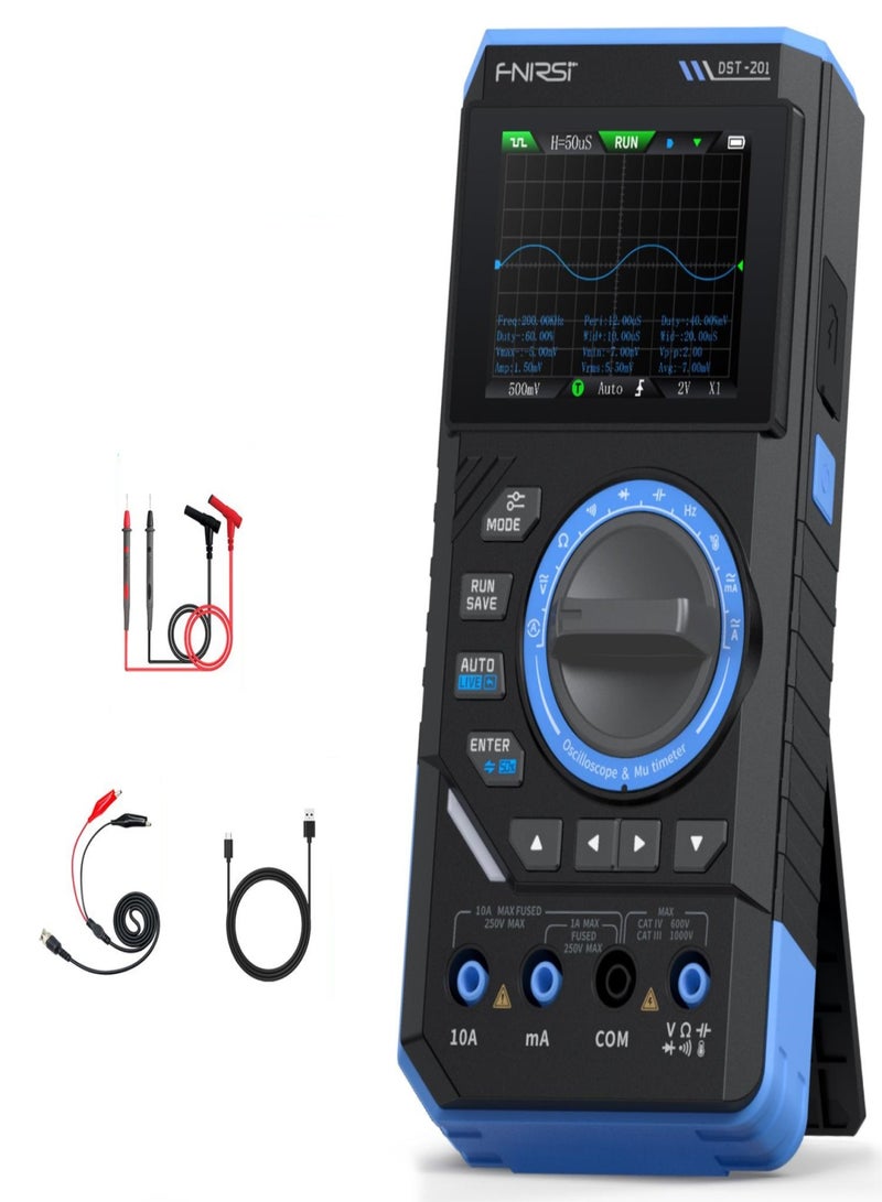 فنيرسي جهاز قياس متعدد رقمي 3 في 1 من FNIRSI DST-201 مزود بمصدر إشارة و19999 عدادًا ونطاق ترددي 1 ميجاهرتز ومعدل أخذ عينات 5 مللي ثانية/ثانية وأداة كهربائية محمولة - Image 1