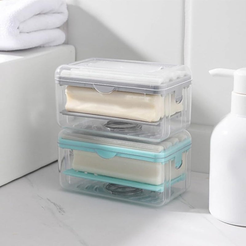 Blue Plastic Soap Dish with Drainage Multifunctional Bathroom Storage Container - Image 4