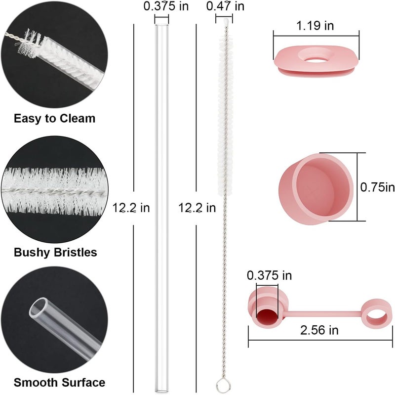 Beonsky Replacement Straw Cover Spill Stopper Accessories for Stanley Cup 40 oz 30 oz Quencher, Tumbler Accessories of 6 Clear Straw with Cleaning Brush, 2 Silicone Cover Cap, 4 Leak Sproof Plug for Stanley - Image 2