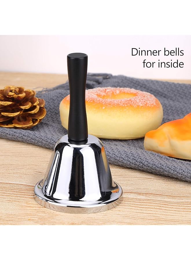 erorex 2Pcs Stainless Steel Loud Calling Hand Bell Dinner Bell Service Bell Counter Reception Bell Tea Bell Metal Hand Bell Rattle For Kids School Wedding Home Party Call For Pets - Image 4