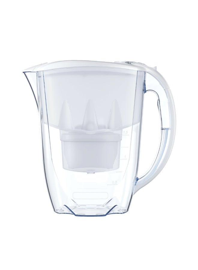 Aquaphor Amethyst Water Filter Jug, + 2 Extra Cartridges, 2.8L Capacity, Slider Lid and Compact Design, Reduces Chlorine, Rust, Heavy Metals, Provides Odorless and Tasty Water, Fridge-Friendly, BPA-Free, Water Purifier Jug for Daily Use (White) - Image 1