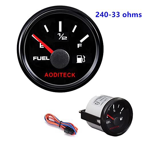AODITECK 240-33ohm Marine Fuel Gauge for Boat Gas Gauge Fuel Level Gauge for Car Truck Vehicle Diesel Automotive Replacement Aftermarket Gauge for Car Truck Vehicle SUV with Backlight - Image 4