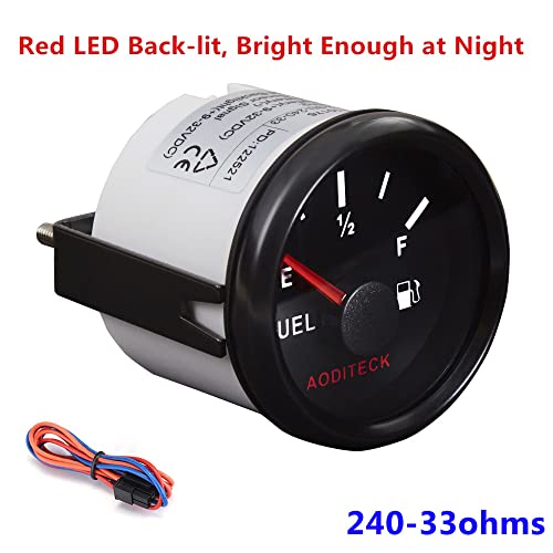 AODITECK 240-33ohm Marine Fuel Gauge for Boat Gas Gauge Fuel Level Gauge for Car Truck Vehicle Diesel Automotive Replacement Aftermarket Gauge for Car Truck Vehicle SUV with Backlight - Image 2