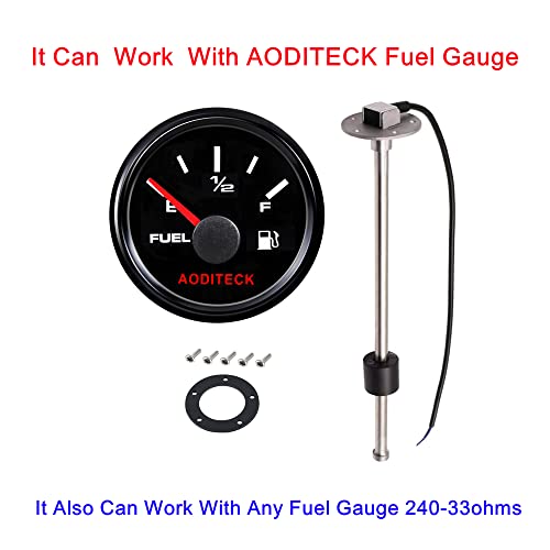 AODITECK 240-33ohm Marine Fuel Gauge for Boat Gas Gauge Fuel Level Gauge for Car Truck Vehicle Diesel Automotive Replacement Aftermarket Gauge for Car Truck Vehicle SUV with Backlight - Image 5