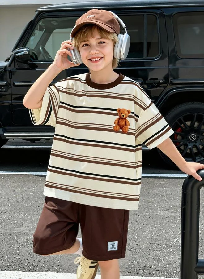Take Two  Boys Striped T-Shirt And Shorts Set for Men | Best Price UAE