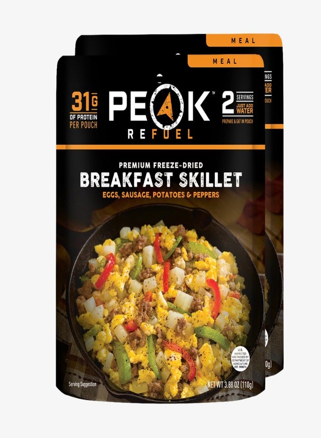 Peak Refuel Breakfast Meals | Freeze Dried Backpacking, Camping & Emergency Prep Food | 2 Servings Pouches (2-Pack, Skillet) - Image 1