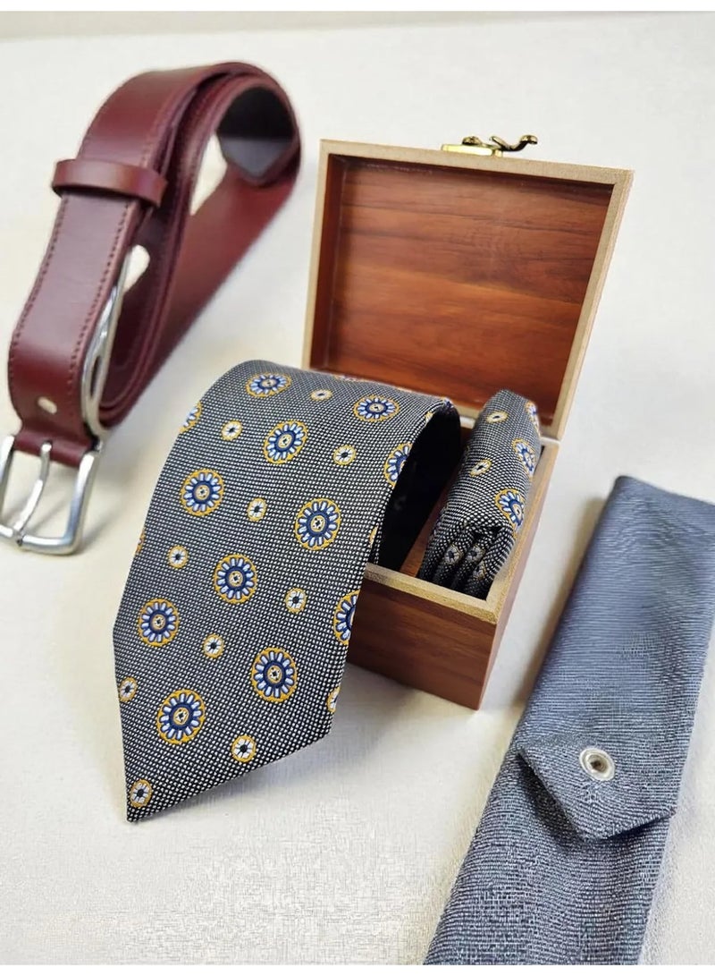 The Delhi Loom Store Men's Premium Tie Set with Wooden Box - Image 2