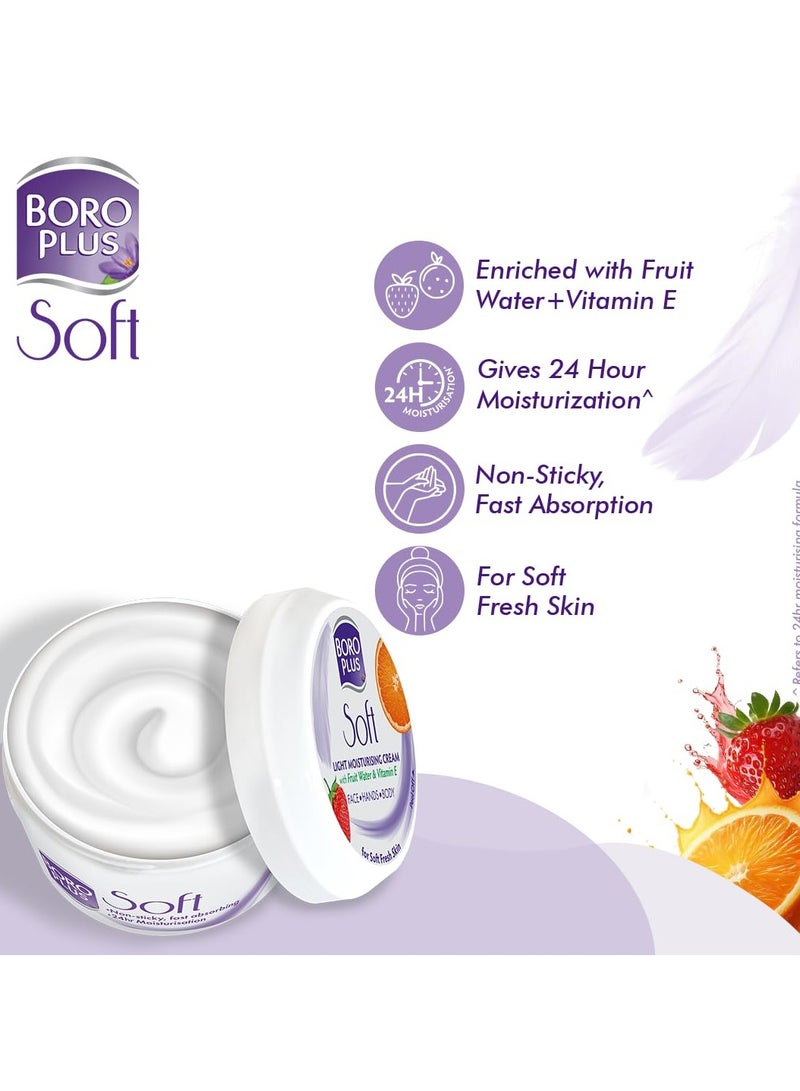 BOROPLUS Soft Light Moisturising Cream|Light & Non-sticky|Provides 24 hour moisturisation | For Soft Fresh Skin 200 ml - Image 3