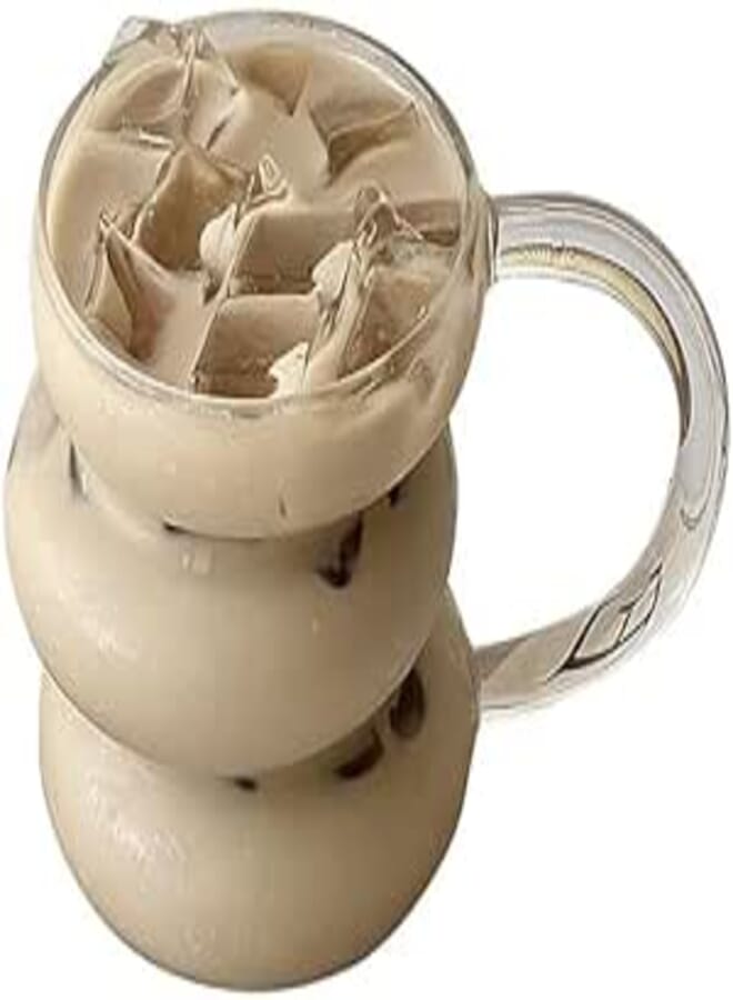 Spaceshoop Unique Glass Cup Irregular Caterpillar Cups High Borosilicate Material Drinking Cups Heat Resistant Coffee Cups for Home (Clear)