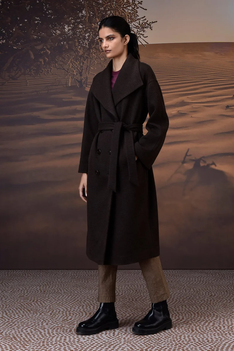 Genes Lecoanet Hemant Chocolate Brown Double-Layer Fleece Overcoat