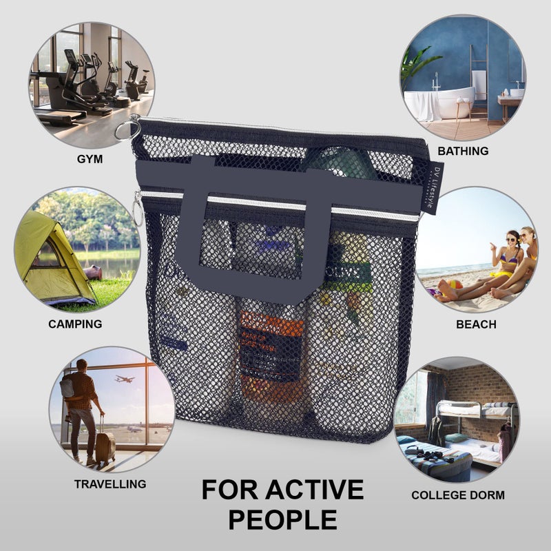 Travel Wash Bag Shower Handbag Transparent Mesh Makeup Bag Storage Bag Travel Wash Bag Beach Bag - Image 3