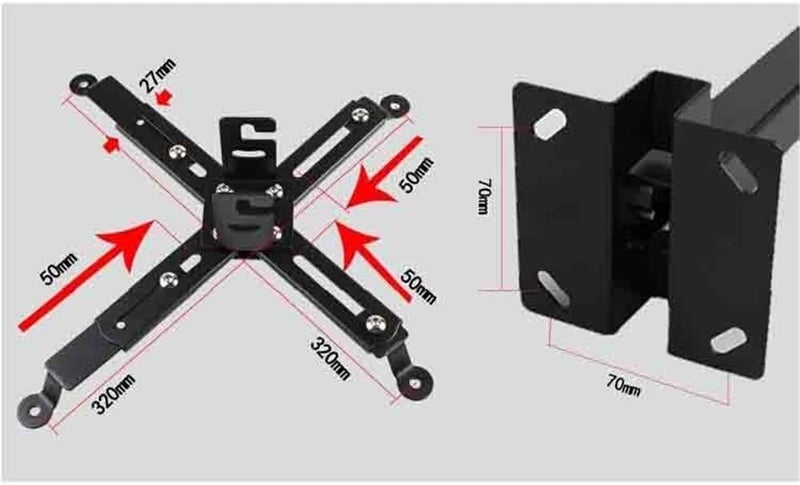 Projector Black Color Projector Ceiling Mount Adjustable 43 to 65cm Roof Bracket for DLP LCD LED Wall Hanger Electronic Equipment for Projection - Image 3