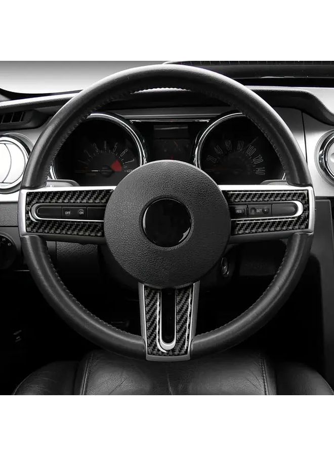 Carbon Fiber Car Steering Wheel Decal Sticker Interior Trim for Ford Mustang GT Shelby S197 2005 2006 2007 2008 2009 Accessories Black - Image 3