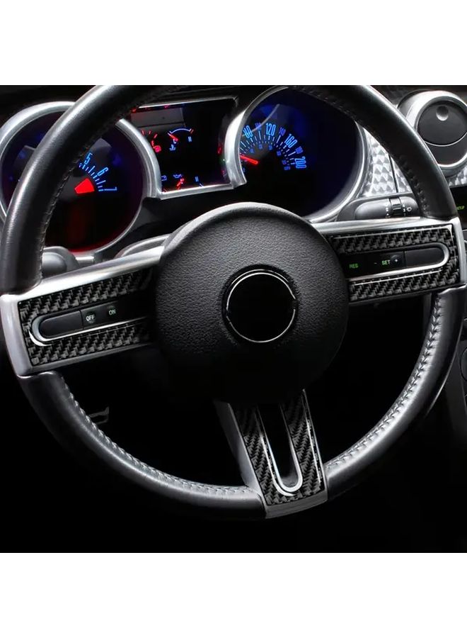 Carbon Fiber Car Steering Wheel Decal Sticker Interior Trim for Ford Mustang GT Shelby S197 2005 2006 2007 2008 2009 Accessories Black - Image 4