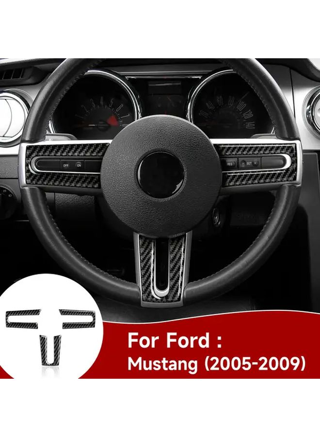 Carbon Fiber Car Steering Wheel Decal Sticker Interior Trim for Ford Mustang GT Shelby S197 2005 2006 2007 2008 2009 Accessories Black - Image 1