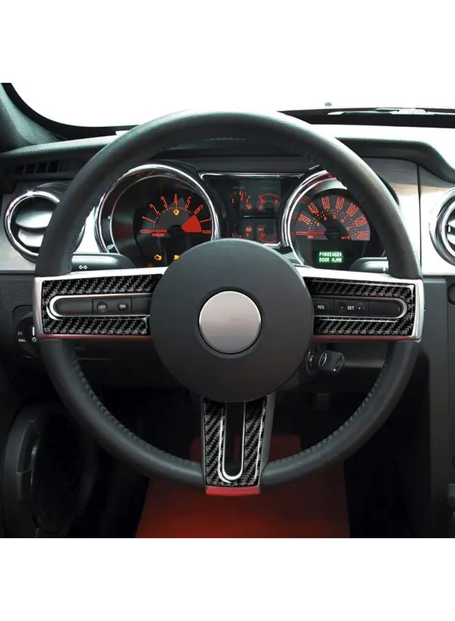 Carbon Fiber Car Steering Wheel Decal Sticker Interior Trim for Ford Mustang GT Shelby S197 2005 2006 2007 2008 2009 Accessories Black - Image 5