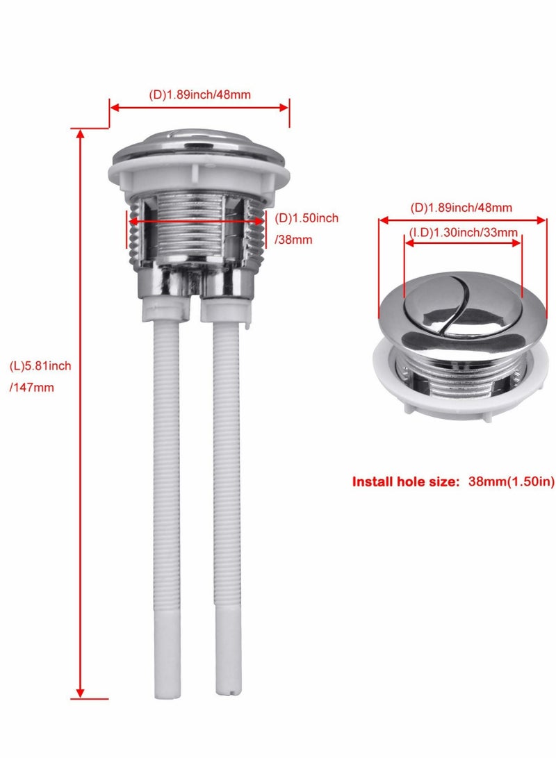 Barakah Dual Push Toilet Flush Button, Plastic Adjustable Top Water Tank Buttons Rods Button with 38mm Hole in the Cistern Lid, Thread for Replacement Accessories - Image 4