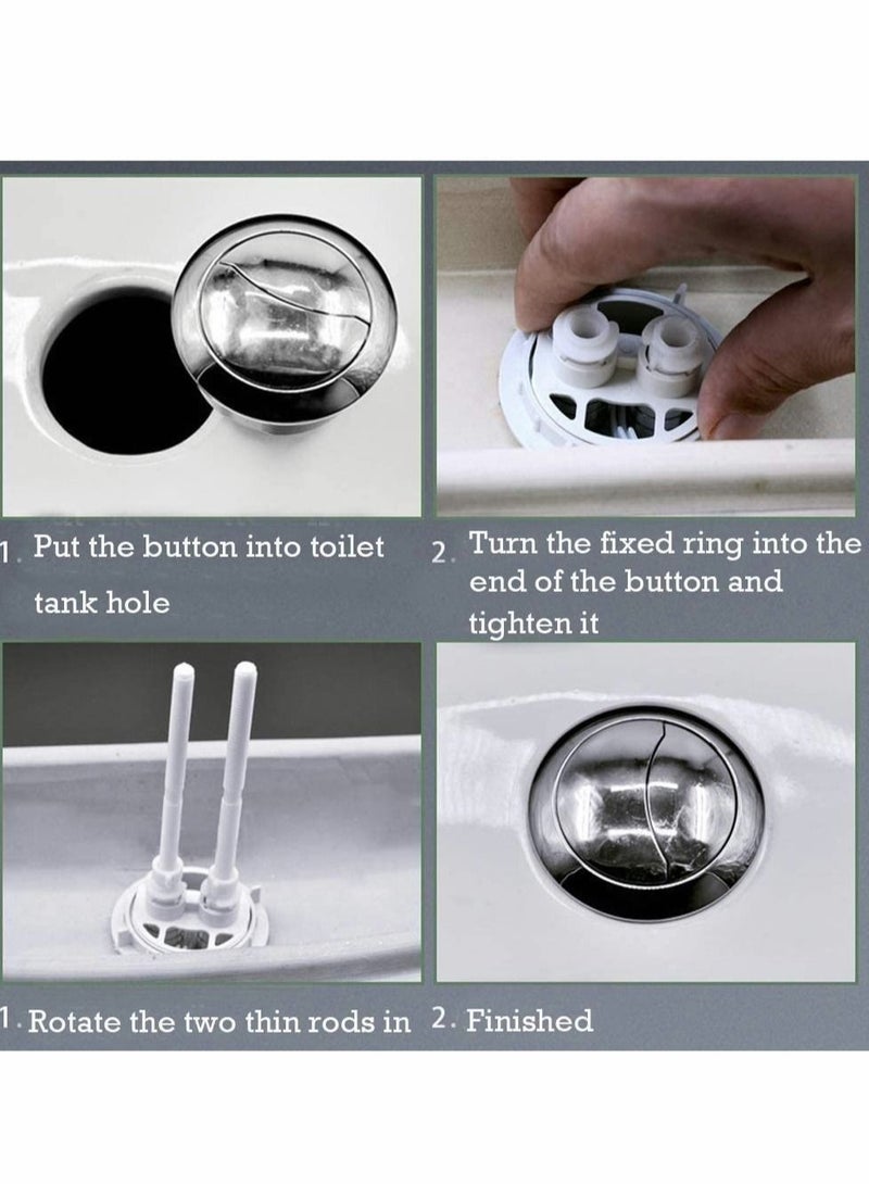 Barakah Dual Push Toilet Flush Button, Plastic Adjustable Top Water Tank Buttons Rods Button with 38mm Hole in the Cistern Lid, Thread for Replacement Accessories - Image 2