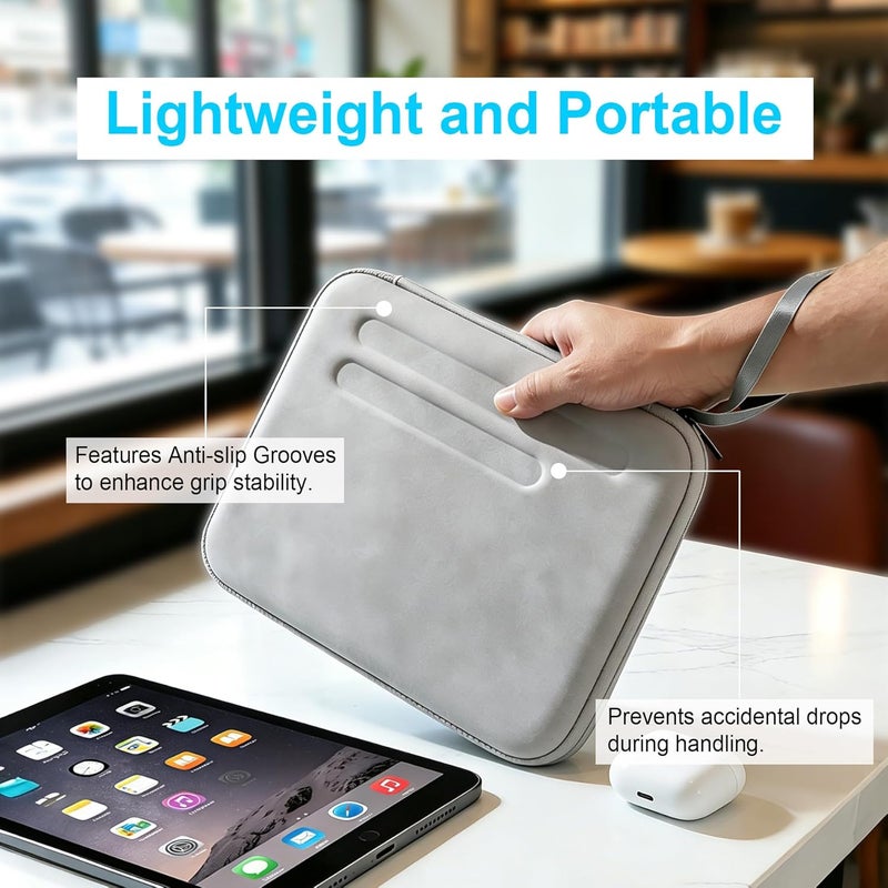 Lacdo iPad Mini 7 Sleeve, iPad Mini Case Bag, Tablet Sleeve Case for iPad Mini 7 (A17 Pro), iPad mini 6 5 4 3 2, Samsung Galaxy Tab A7 Lite/Tab A9 8.7" Hard Shell Protective Tablet Carrying Case, Gray - Image 4