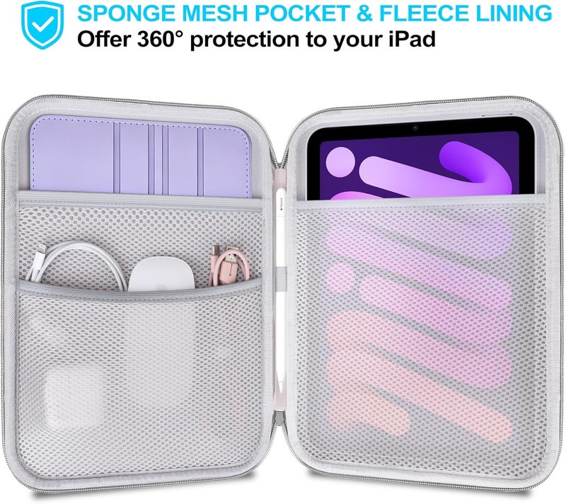 Lacdo iPad Mini 7 Sleeve, iPad Mini Case Bag, Tablet Sleeve Case for iPad Mini 7 (A17 Pro), iPad mini 6 5 4 3 2, Samsung Galaxy Tab A7 Lite/Tab A9 8.7" Hard Shell Protective Tablet Carrying Case, Gray - Image 2
