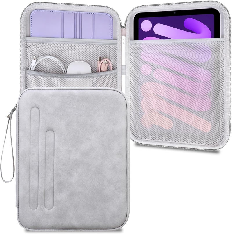 Lacdo iPad Mini 7 Sleeve, iPad Mini Case Bag, Tablet Sleeve Case for iPad Mini 7 (A17 Pro), iPad mini 6 5 4 3 2, Samsung Galaxy Tab A7 Lite/Tab A9 8.7" Hard Shell Protective Tablet Carrying Case, Gray - Image 1