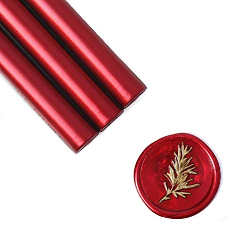 UNIQOOO Mailable Glue Gun Sealing Wax Sticks for Wax Seal Stamp - Metallic Burgundy Wine Red, For Birthday Cards, Wedding Invitations, Envelopes, Snail Mails, Wine Packages, Xmas Gift Ideas, Pack of 8 - Image 1