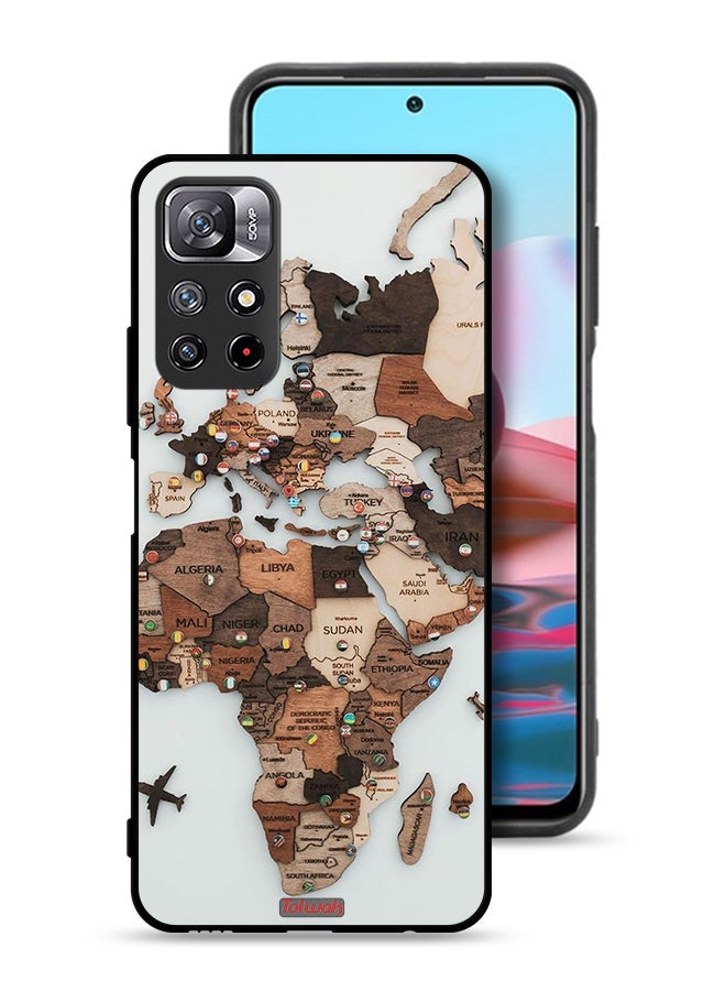 Tolwak غطاء حماية لهاتف Xiaomi Redmi Note 11S بتصميم خريطة العالم - Image 1