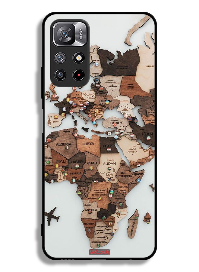 Tolwak غطاء حماية لهاتف Xiaomi Redmi Note 11S بتصميم خريطة العالم - Image 2