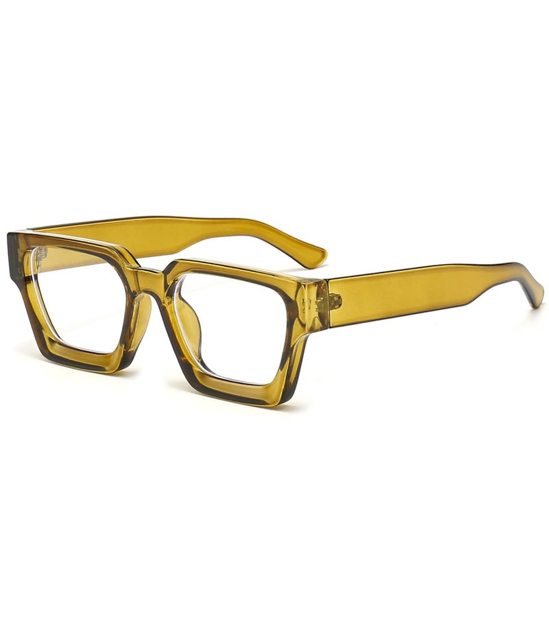 EYLRIM Thick Square Frame Blue Light Glasses for Women Men Non Prescription Computer EyeglassesOlive Green