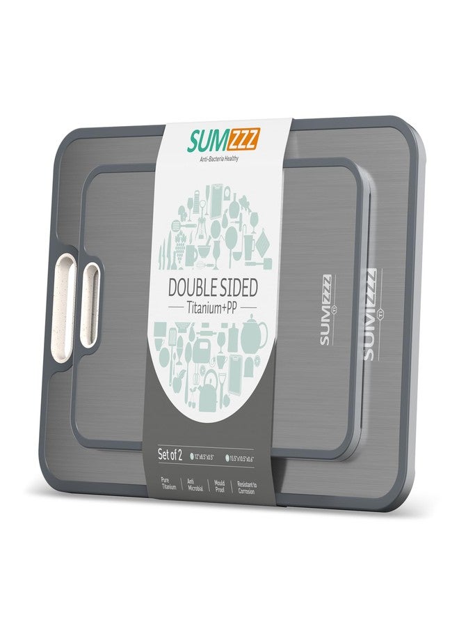 Sumzzz Titanium Cutting Board for Kitchen, Cutting Board Double Sided Food Grade, Pure Titanium/PP, Easy to Clean[15.5”*10.5”+12”*8.5”] - Image 1