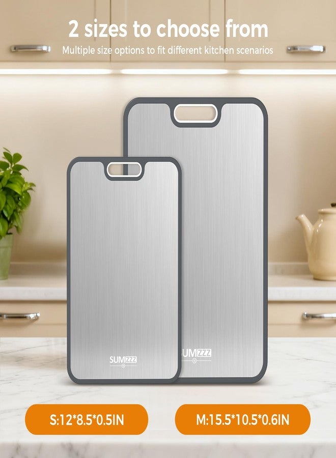 Sumzzz Titanium Cutting Board for Kitchen, Cutting Board Double Sided Food Grade, Pure Titanium/PP, Easy to Clean[15.5”*10.5”+12”*8.5”] - Image 5