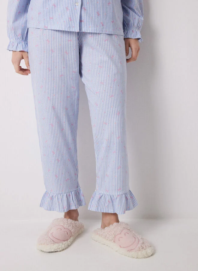women'secret Long shirt pajamas 100% cotton blue striped