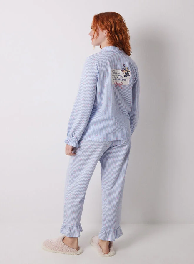 women'secret Long shirt pajamas 100% cotton blue striped