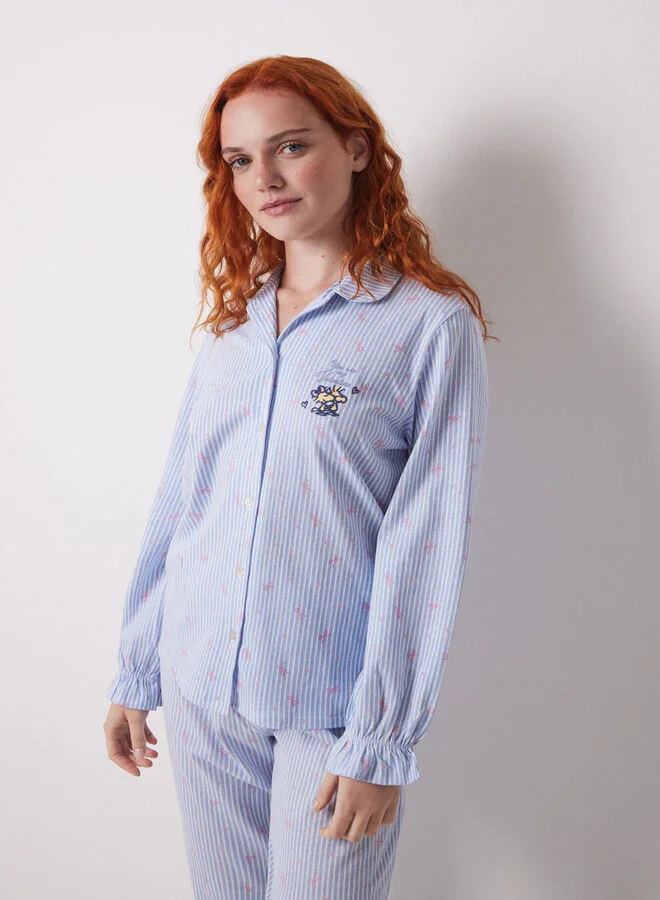 women'secret Long shirt pajamas 100% cotton blue striped
