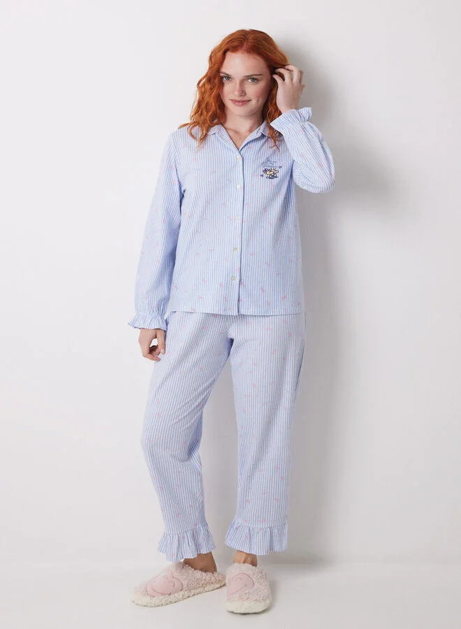 women'secret Long shirt pajamas 100% cotton blue striped