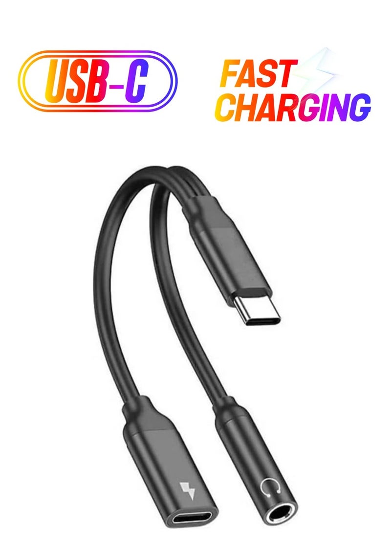 JAJEEK Type-C to 3.5mm Aux Headphone and Charge Converter – Audio Adapter for Smartphones, Tablets, Laptops, Dual Charging & Audio Output, Compatible with USB-C Devices - Image 1