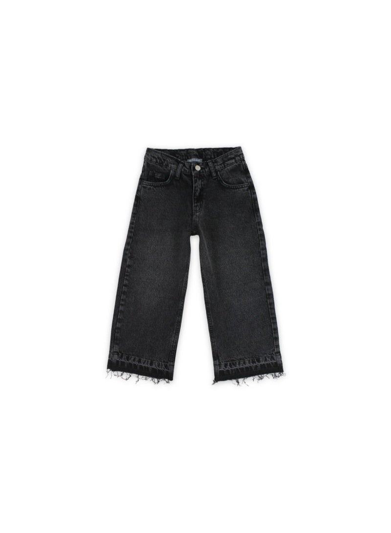 Pompelo Girls Cotton Denim Pants – Grey - Image 1