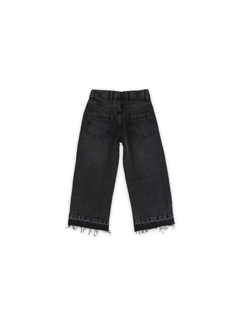 Pompelo Girls Cotton Denim Pants – Grey - Image 2