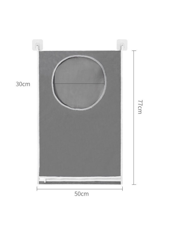 WAOKN - Wall-mounted Large Laundry Bag, Dirty Clothes Storage Bag with Bottom Zipper, Waterproof Design Foldable Storage Bag, Lightweight Laundry Bag, 50x70 cm (Grey) - Image 1