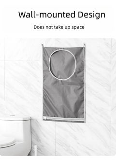 WAOKN Wall-mounted Large Laundry Bag, Dirty Clothes Storage Bag with Bottom Zipper, Waterproof Design Foldable Storage Bag, Lightweight Laundry Bag, 50x70 cm (Grey)  - Image 2