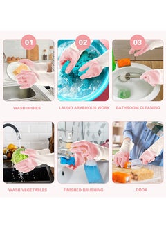 Generic Rubber Cleaning Gloves for Household ，Reusable Dishwashing Gloves for Kitchen, Flexible Long-lasting & Waterproof (Pink)  - Image 3