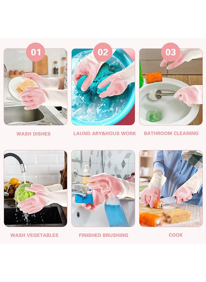 Generic Rubber Cleaning Gloves for Household ，Reusable Dishwashing Gloves for Kitchen, Flexible Long-lasting & Waterproof (Pink)  - Image 3