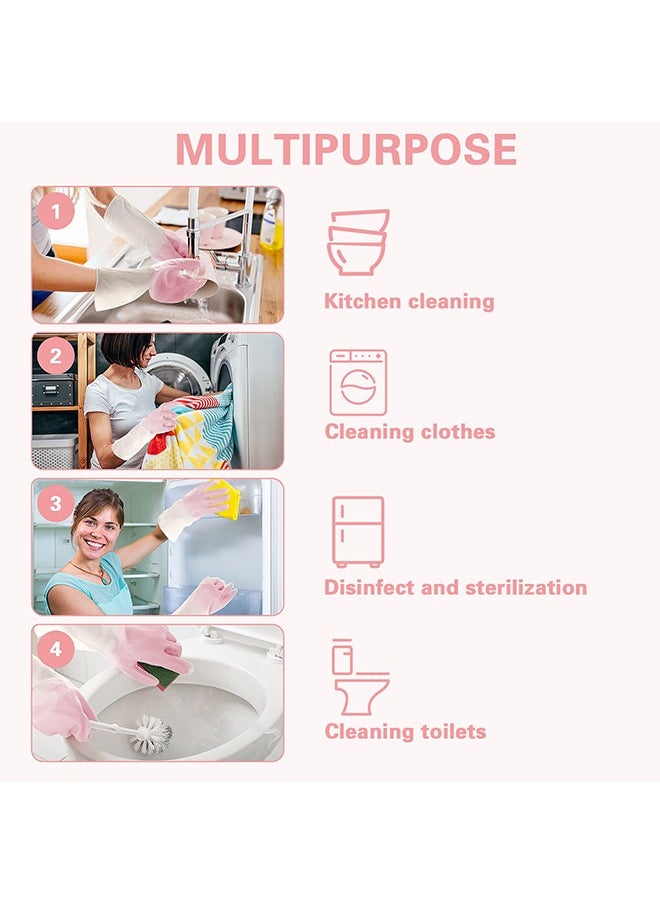 Generic Rubber Cleaning Gloves for Household ，Reusable Dishwashing Gloves for Kitchen, Flexible Long-lasting & Waterproof (Pink)  - Image 4