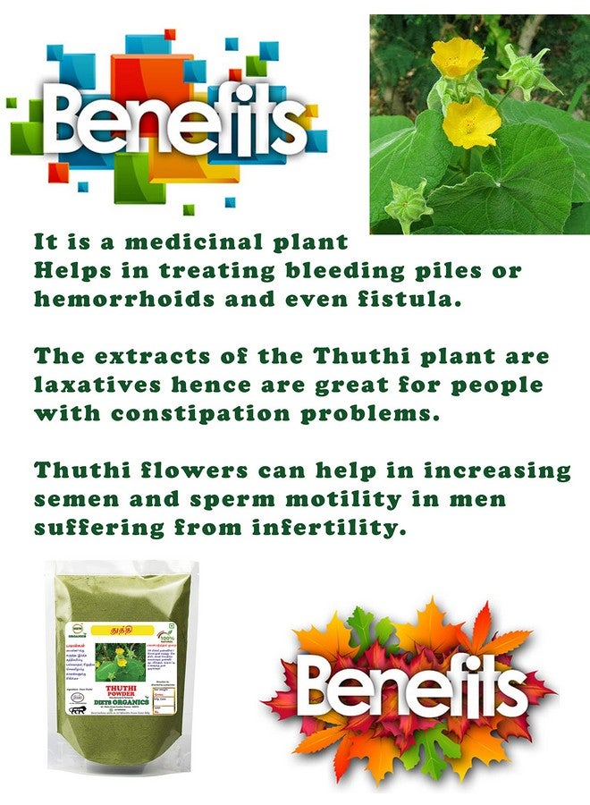 DIETS ORGANICS Thuthi Leaf Powder, Indian Mallow Leaf Powder/Thuthi Ilai Podi/Atibala/Duvvena Benda/Velluram/Tutti Gida- 100 G Pack Of  - Image 2