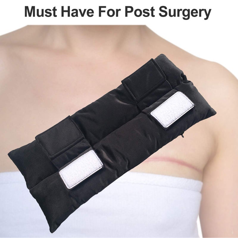 D. Cozy Mastectomy Pillow Post Heart Surgery Seatbelt Pillows Chemo Port Hysterectomy Recovery Post Op Super Soft for Breast Cancer Gifts Patients Women Black - Image 3