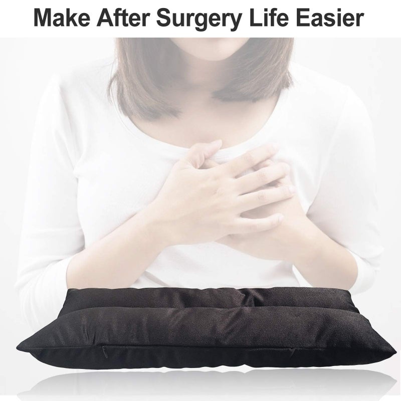 D. Cozy Mastectomy Pillow Post Heart Surgery Seatbelt Pillows Chemo Port Hysterectomy Recovery Post Op Super Soft for Breast Cancer Gifts Patients Women Black - Image 5